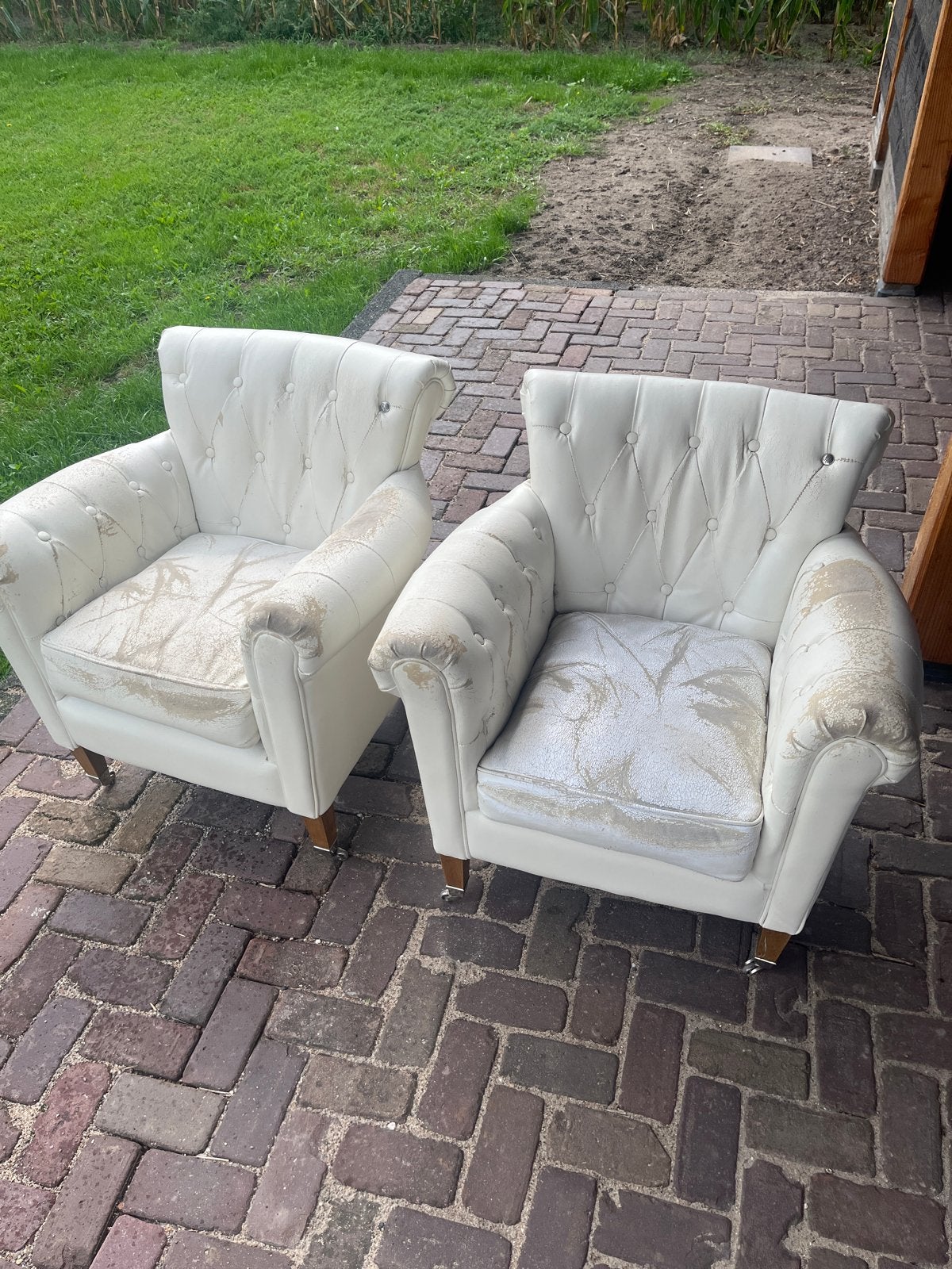 2x Riviera Maison fauteuils, Huis en Inrichting, Ophalen of Verzenden, Gebruikt, Stof, 75 tot 100 cm