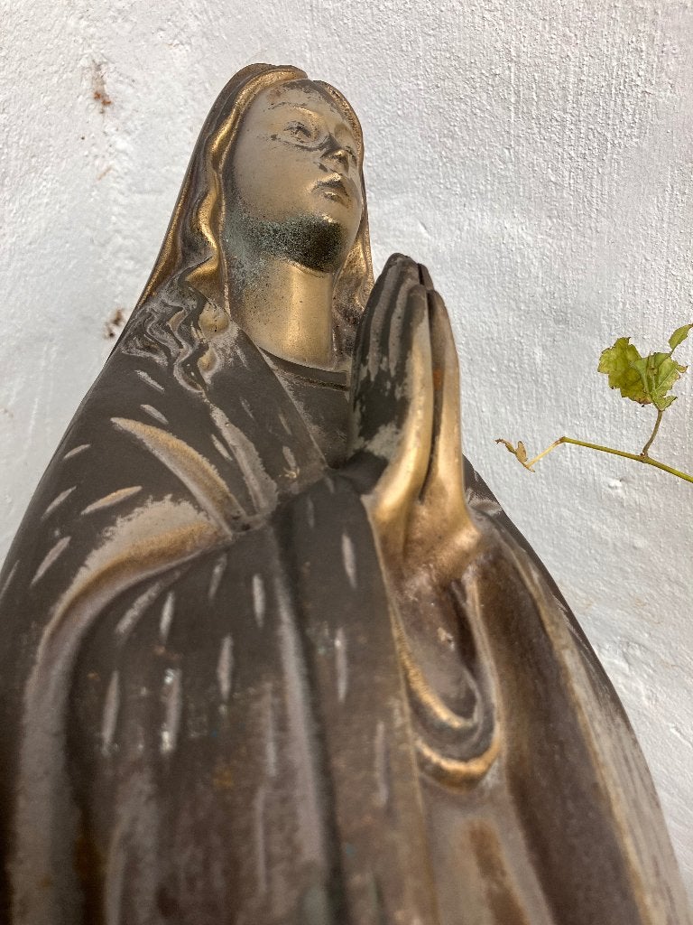 Groot antiek Brons Mariabeeld Madonna, Ophalen of Verzenden