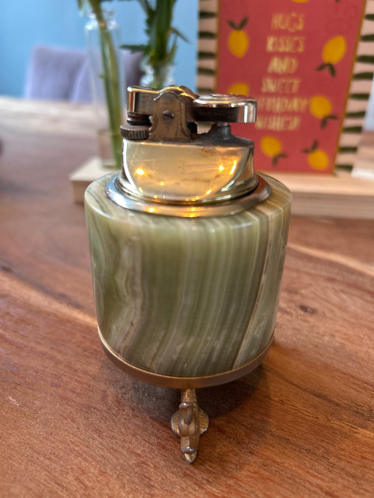 Prachtige Vintage Groene aansteker 8 cm | Jaren 60 Retro, Ophalen of Verzenden