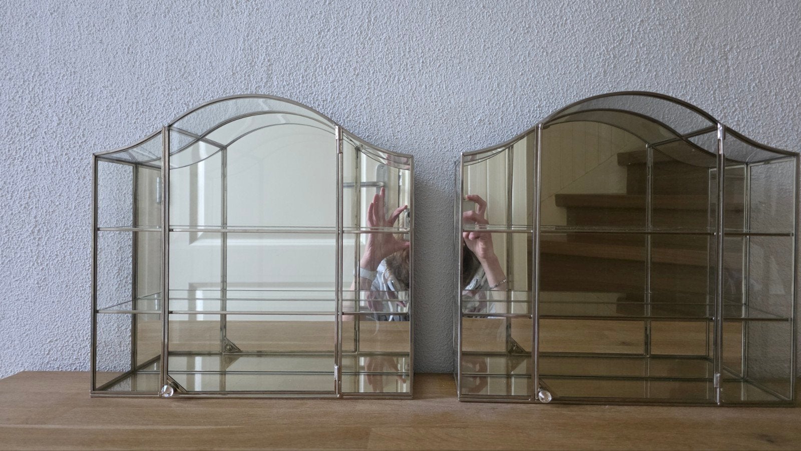 Vintage Hollywood Regency Vitrinekastje (3 stuks), Ophalen, Vintage, Gebruikt, Goud