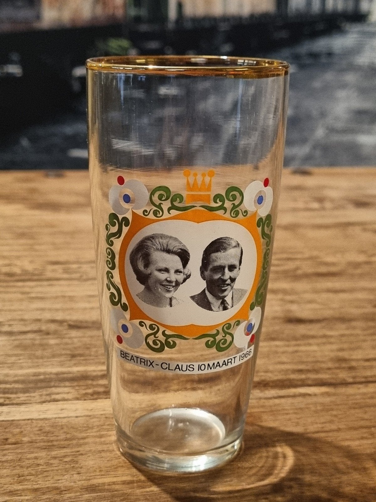 Beatrix & Claus Herdenkingsglas 10 maart 1966, Ophalen of Verzenden, Zo goed als nieuw, Nederland, Overige typen