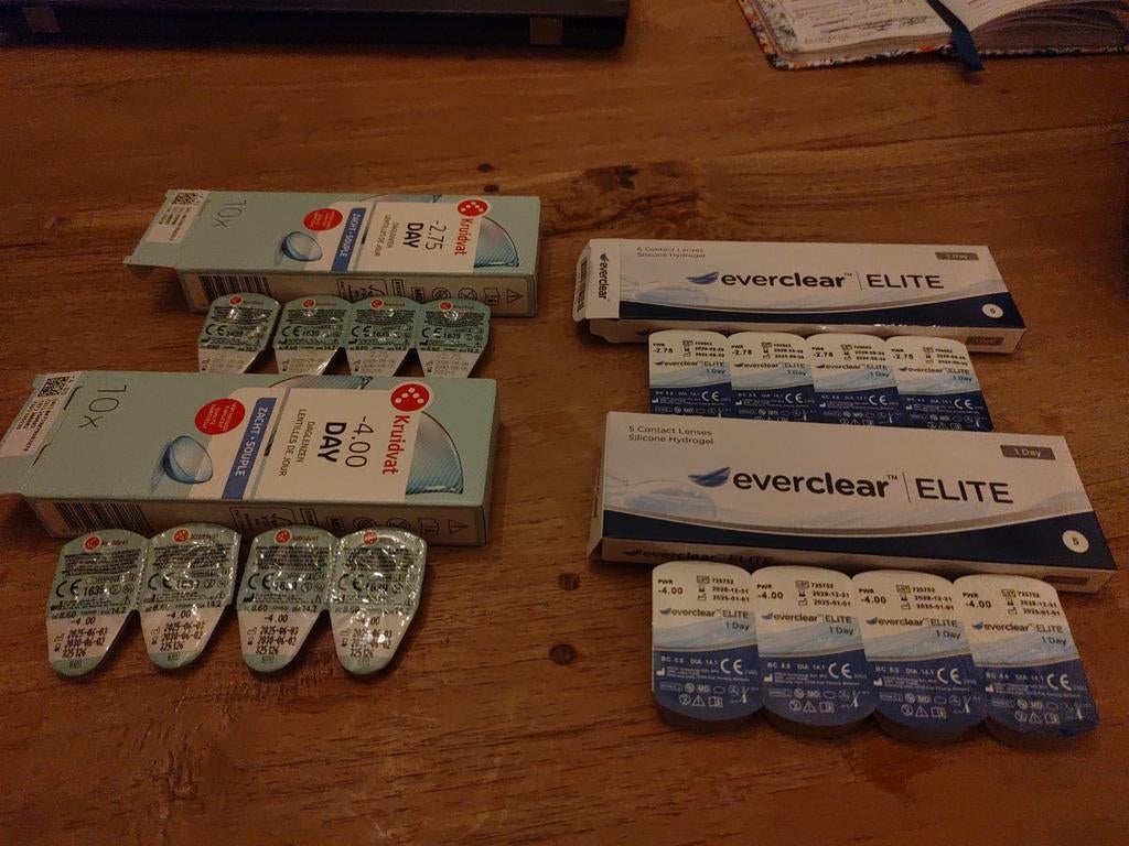 Daglenzen 8x -4.00 en 8x -2.75 standaard pasvorm, Ophalen of Verzenden, Nieuw, Zwart, Overige merken