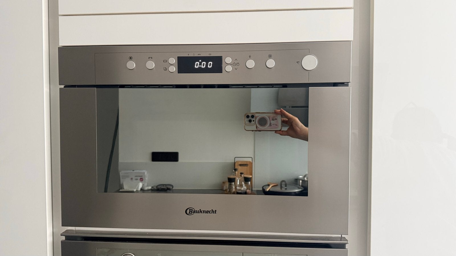 Bauknecht Inbouw magnetron - Zo goed als nieuw, Combimagnetron, 60 cm of meer, Grill, Ophalen of Verzenden