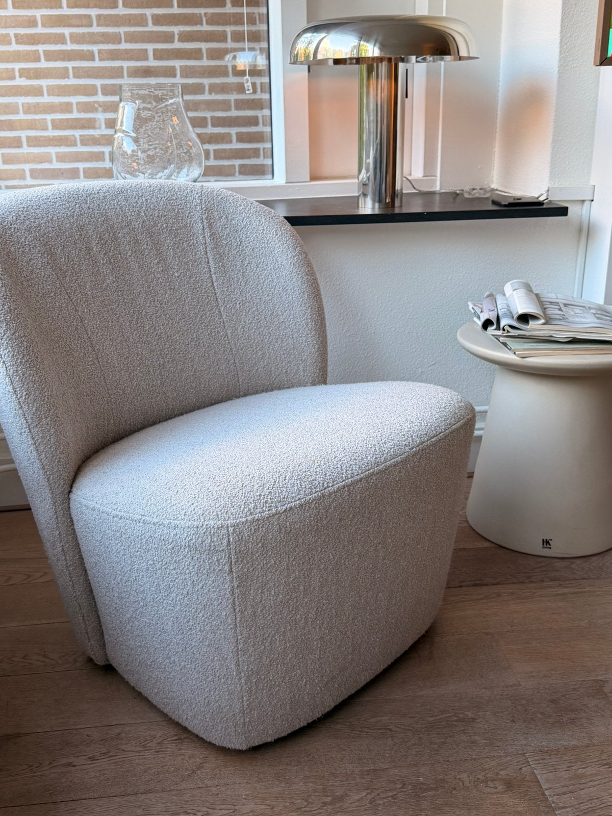 vtwonen fauteuil Lofty - Bouclé - Naturel, Ophalen, Zo goed als nieuw, 75 tot 100 cm, 50 tot 75 cm