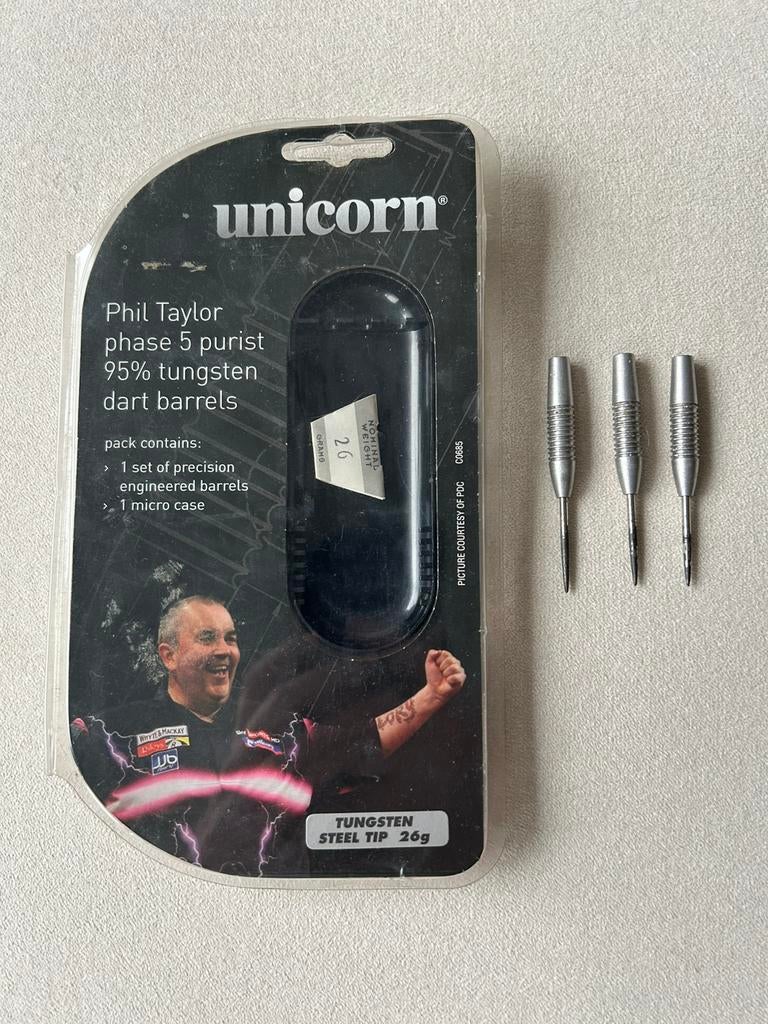 Unicorn Phil Taylor Phase 5 Purist 26 gram dart barrels, Sport en Fitness, Darts, Ophalen of Verzenden, Gebruikt, Pijlen