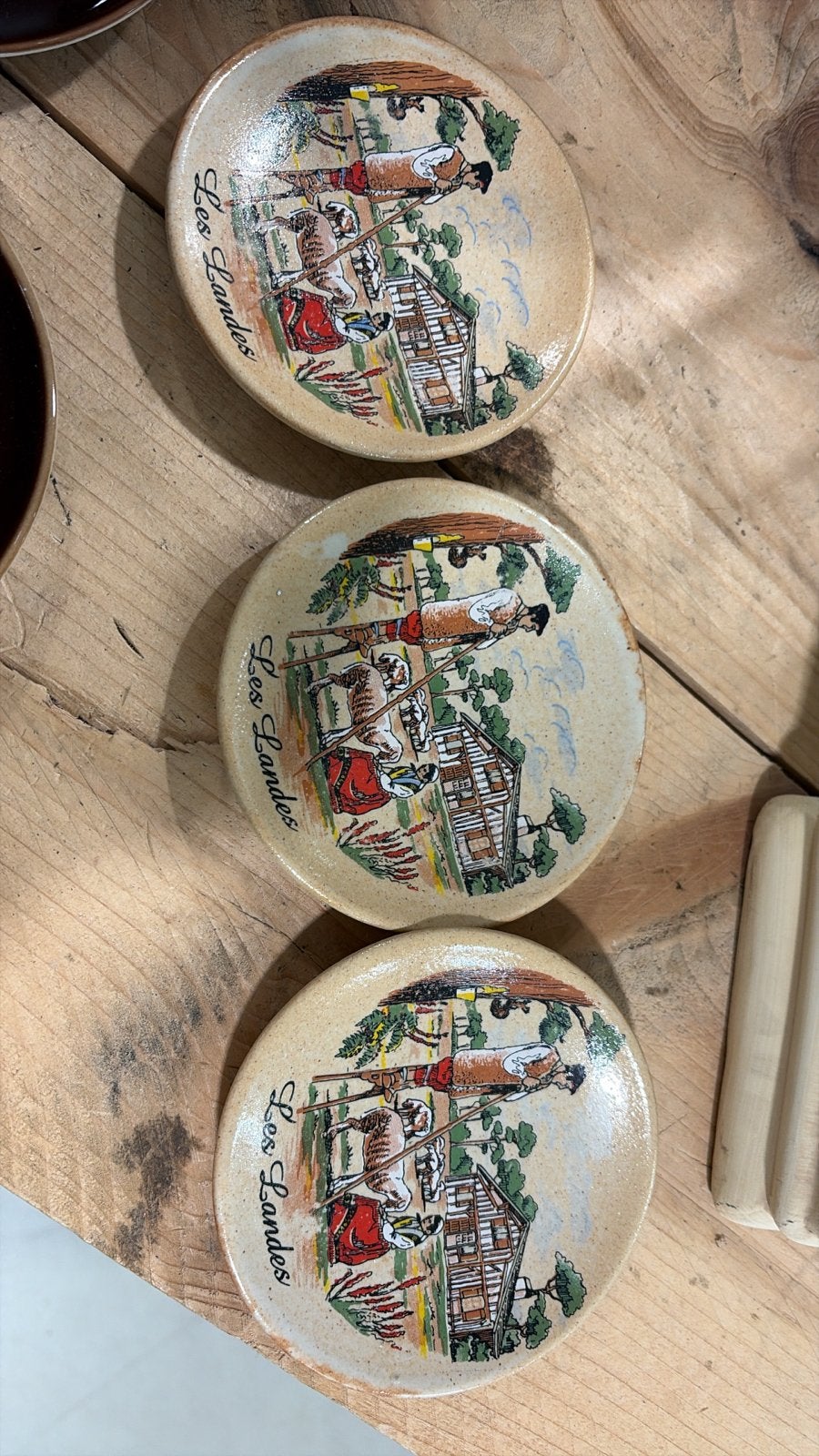 Set van 3 Vintage Les Landes Onderzetters/Bordjes, Ophalen of Verzenden