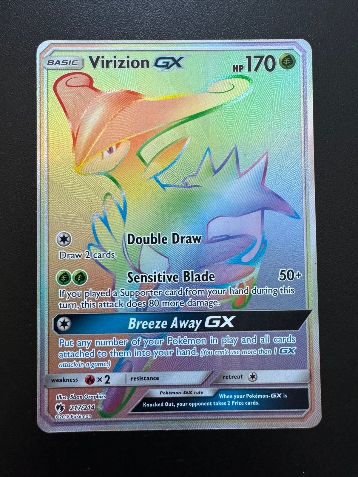 Virizion GX (LOT 217) Lost Thunder // Near Mint, Hobby en Vrije tijd, Ophalen of Verzenden, Nieuw, Losse kaart, Foil