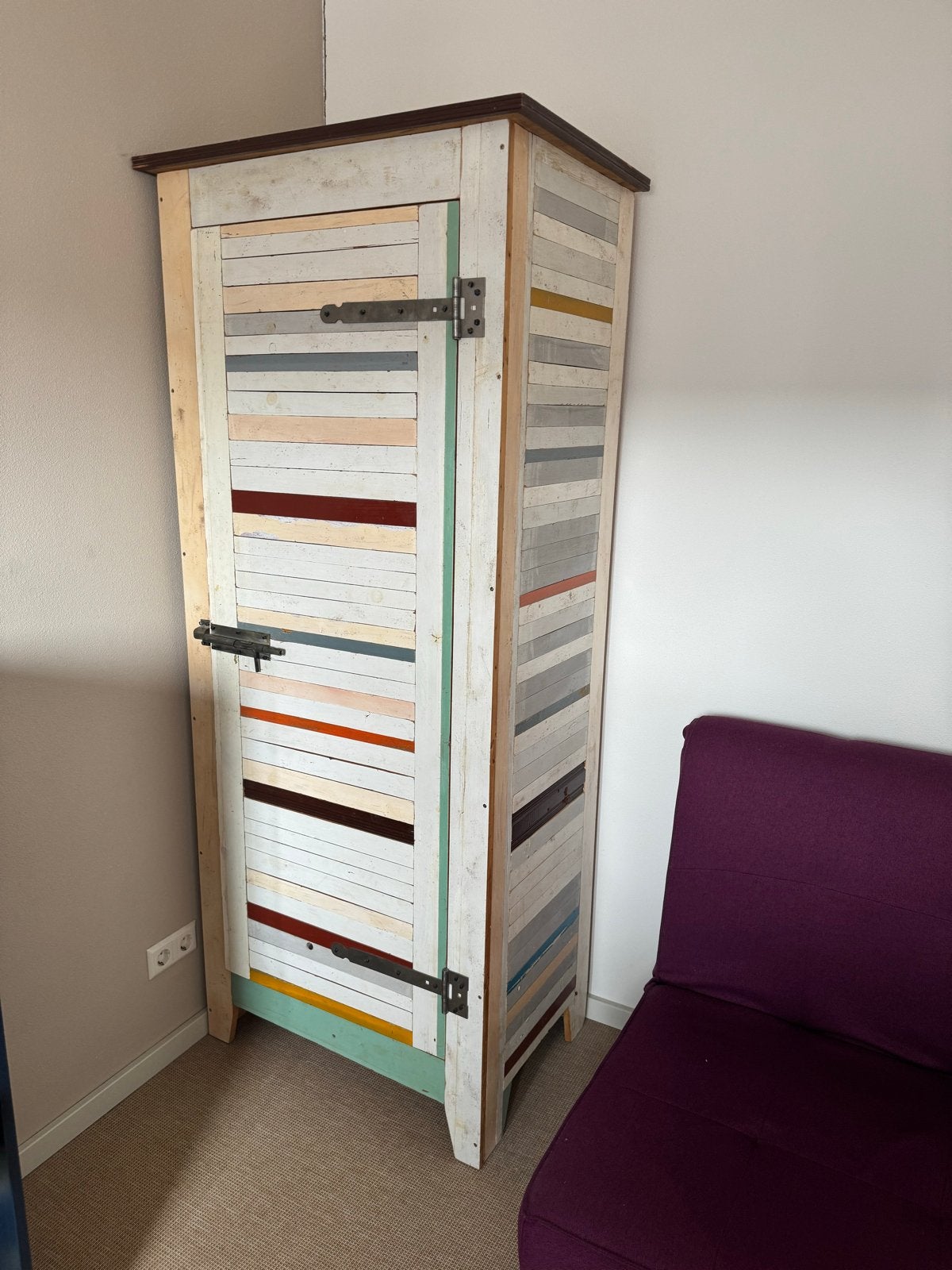 Handgemaakte kast van gerecycled hout, Ophalen, Gebruikt, 50 tot 100 cm, 150 tot 200 cm
