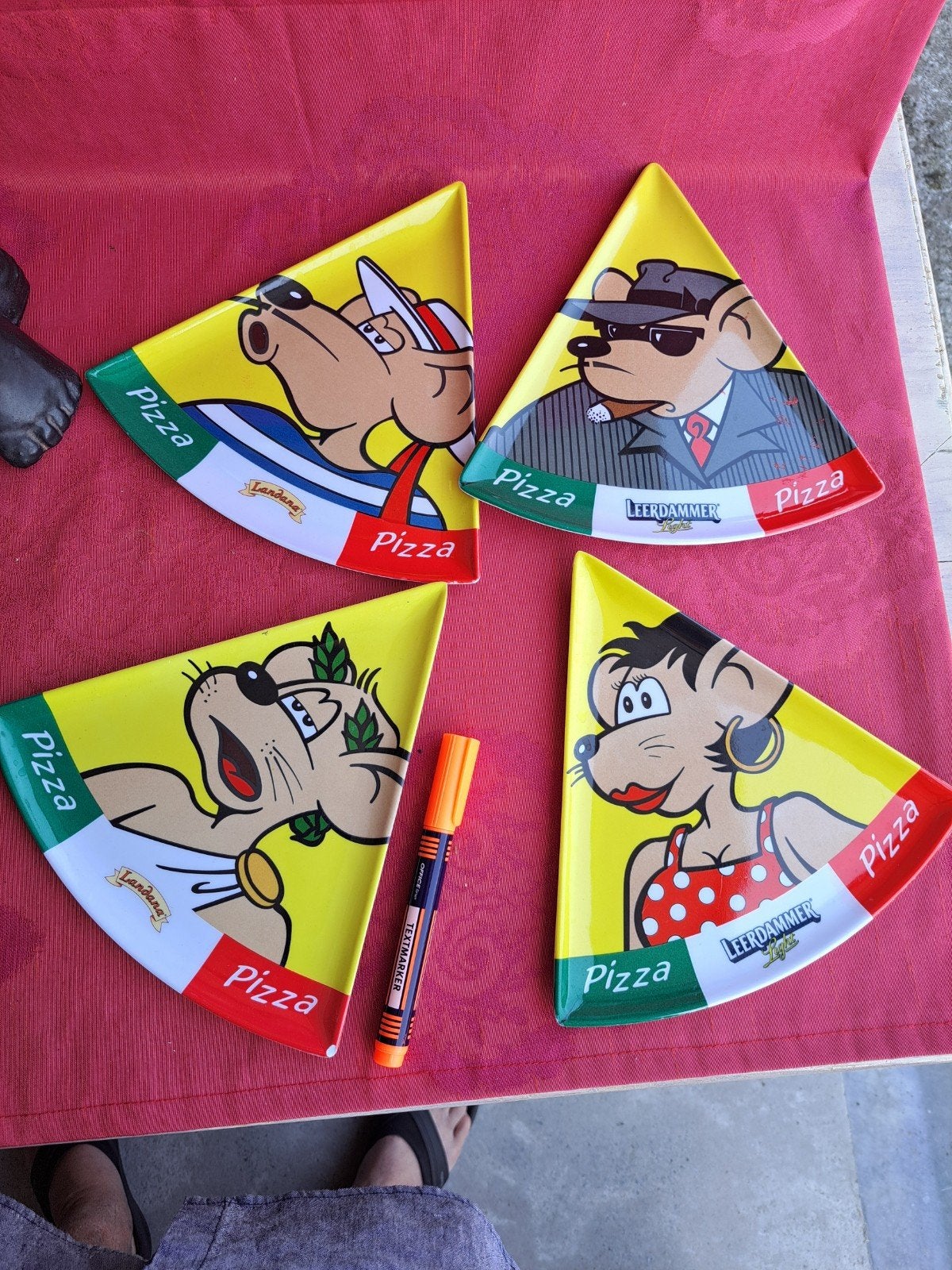 vintage, Leerdammer Pizza bordjes - set van 4 stuks, Kunststof, Vintage, Ophalen of Verzenden, Zo goed als nieuw
