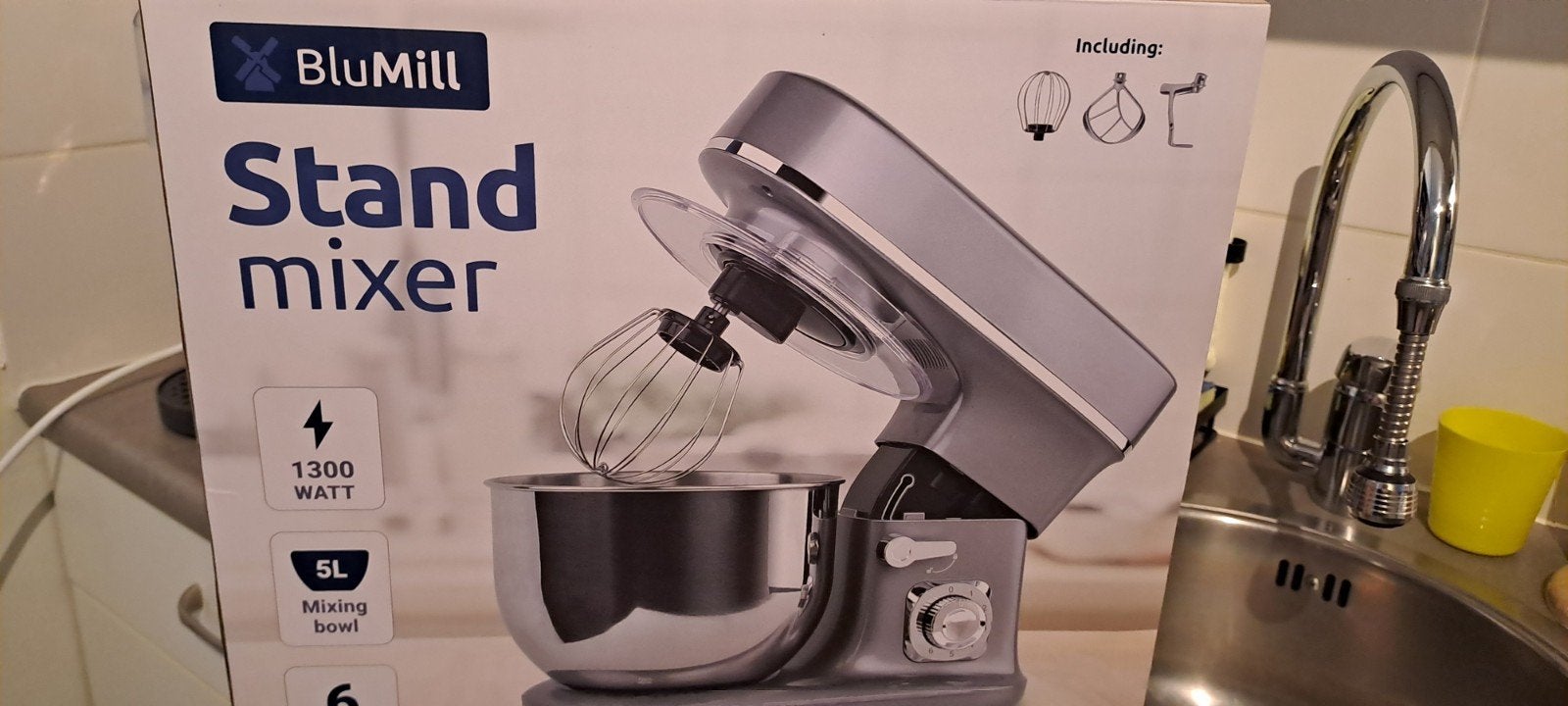 BluMill Staande Mixer 1300W 5L - Nieuw in doos, 4 liter of meer, Ophalen of Verzenden, Nieuw, 3 snelheden of meer
