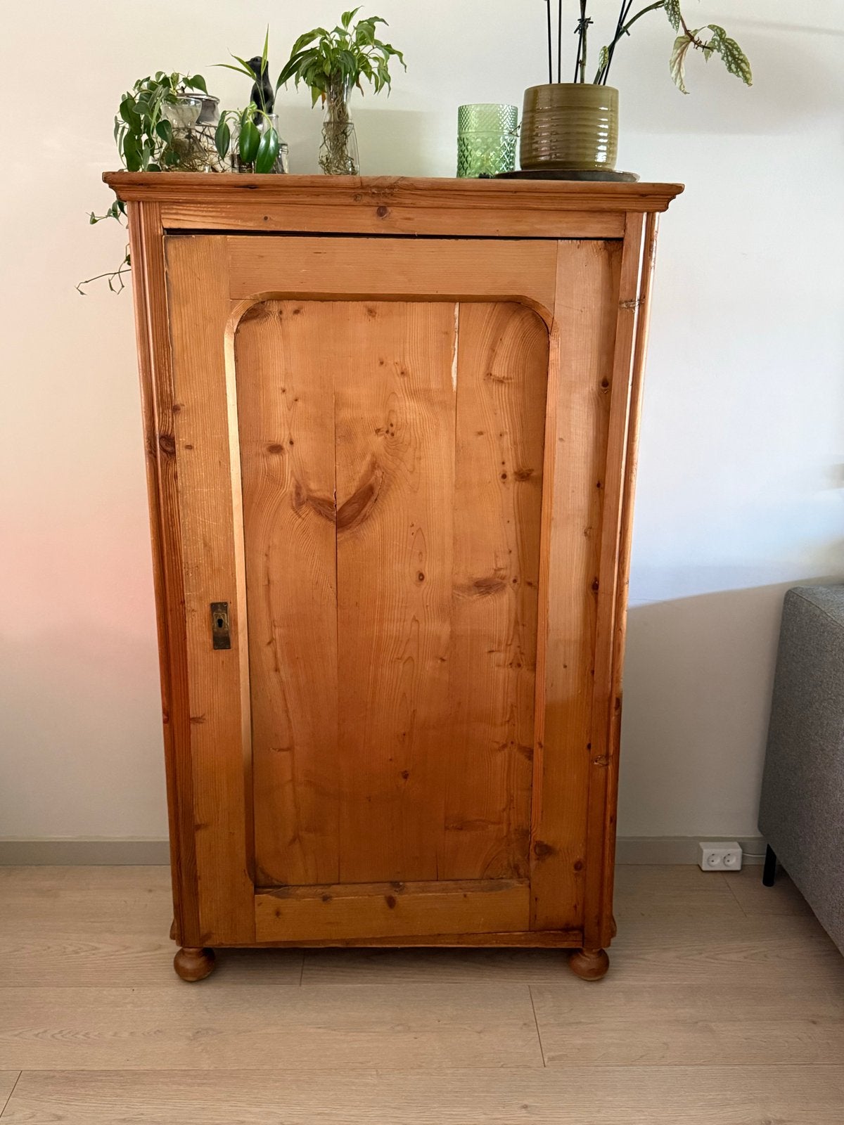 Antieke grenen kast met planken - 94x165x45 cm, Ophalen