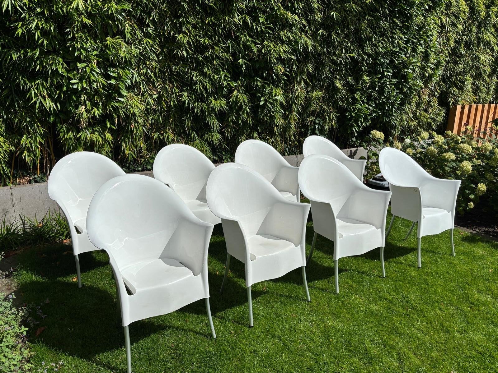 8x design witte tuinstoelen Philippe Starck, Tuin en Terras, Tuinstoelen, Ophalen, Gebruikt, Kunststof