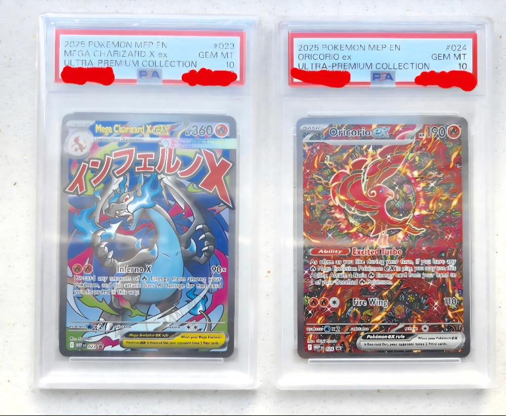 Mega Charizard x ex 023 Oricorio ex 024 PSA 10, Ophalen of Verzenden, Zo goed als nieuw