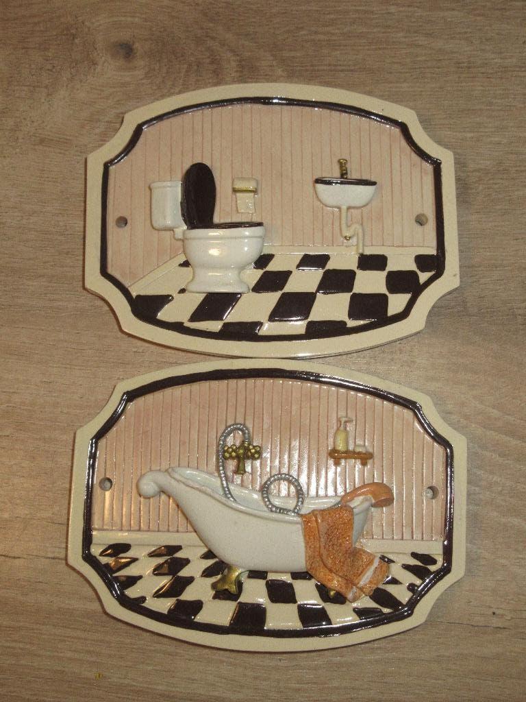 3D bordjes badkamer en toilet, Ophalen of Verzenden, Gebruikt