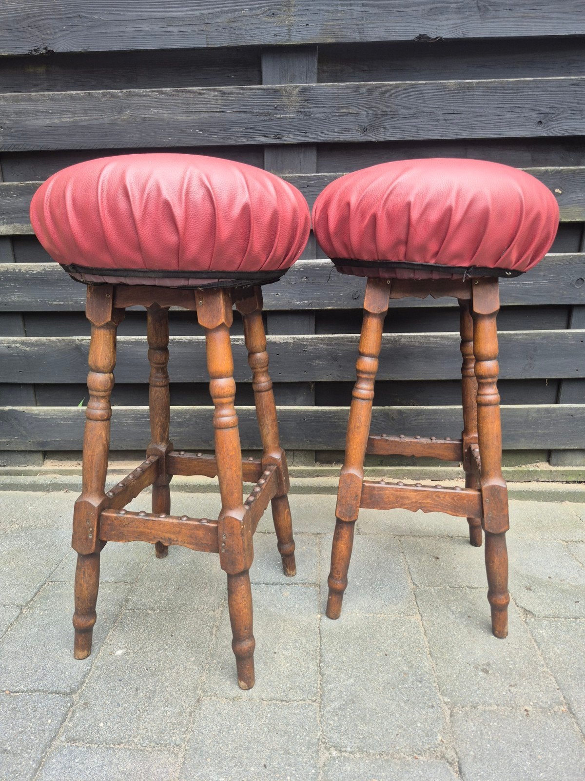 2 Vintage barkrukken, Doe een leuk bod!, Ophalen, Gebruikt, Hout