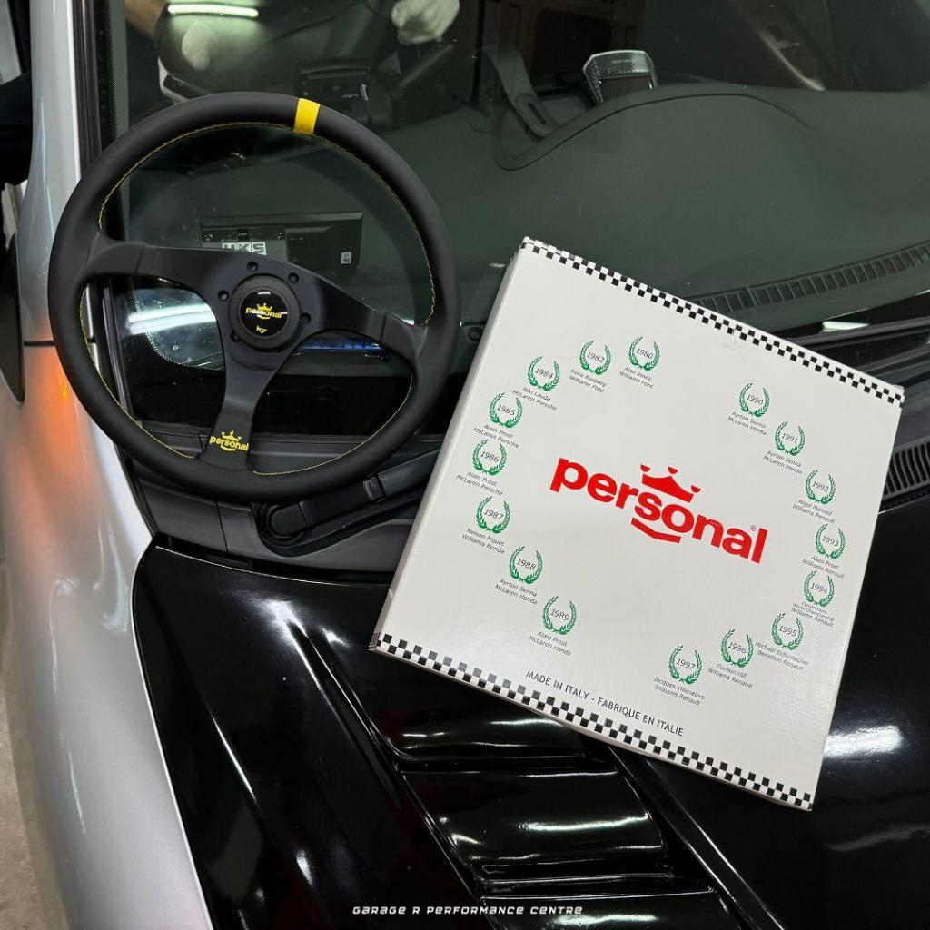 Nardi Personal Trophy leder stuur sportstuur 350mm geel, Auto diversen, Ophalen of Verzenden