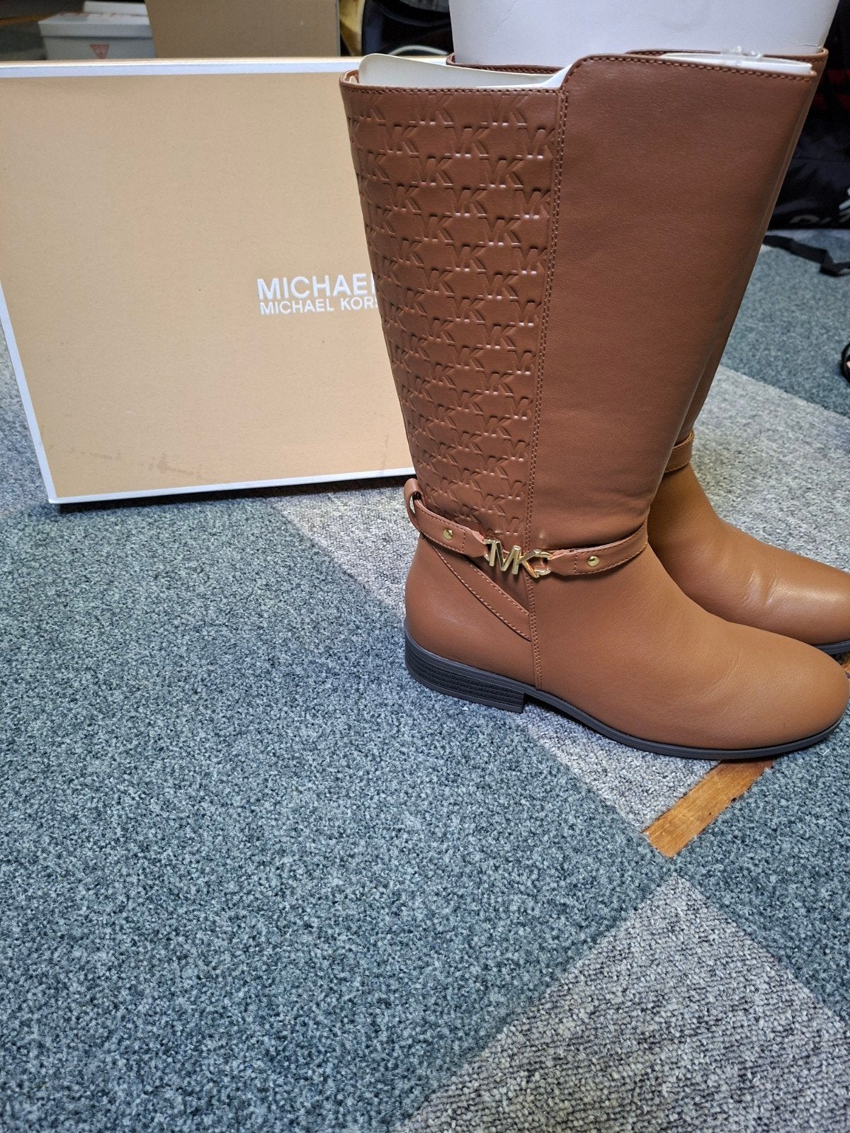 Michael Kors Hoge Laarzen - Bruin met MK-logomaat 37 nieuw, Ophalen of Verzenden, Nieuw, Bruin, Hoge laarzen