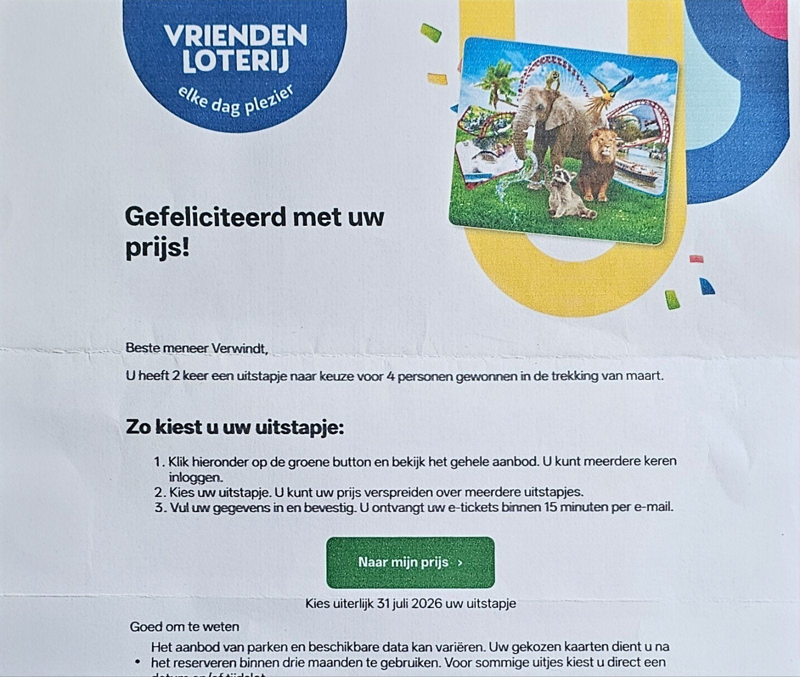 8 dagje uit kaartjes, Drie personen of meer, Ticket of Toegangskaart
