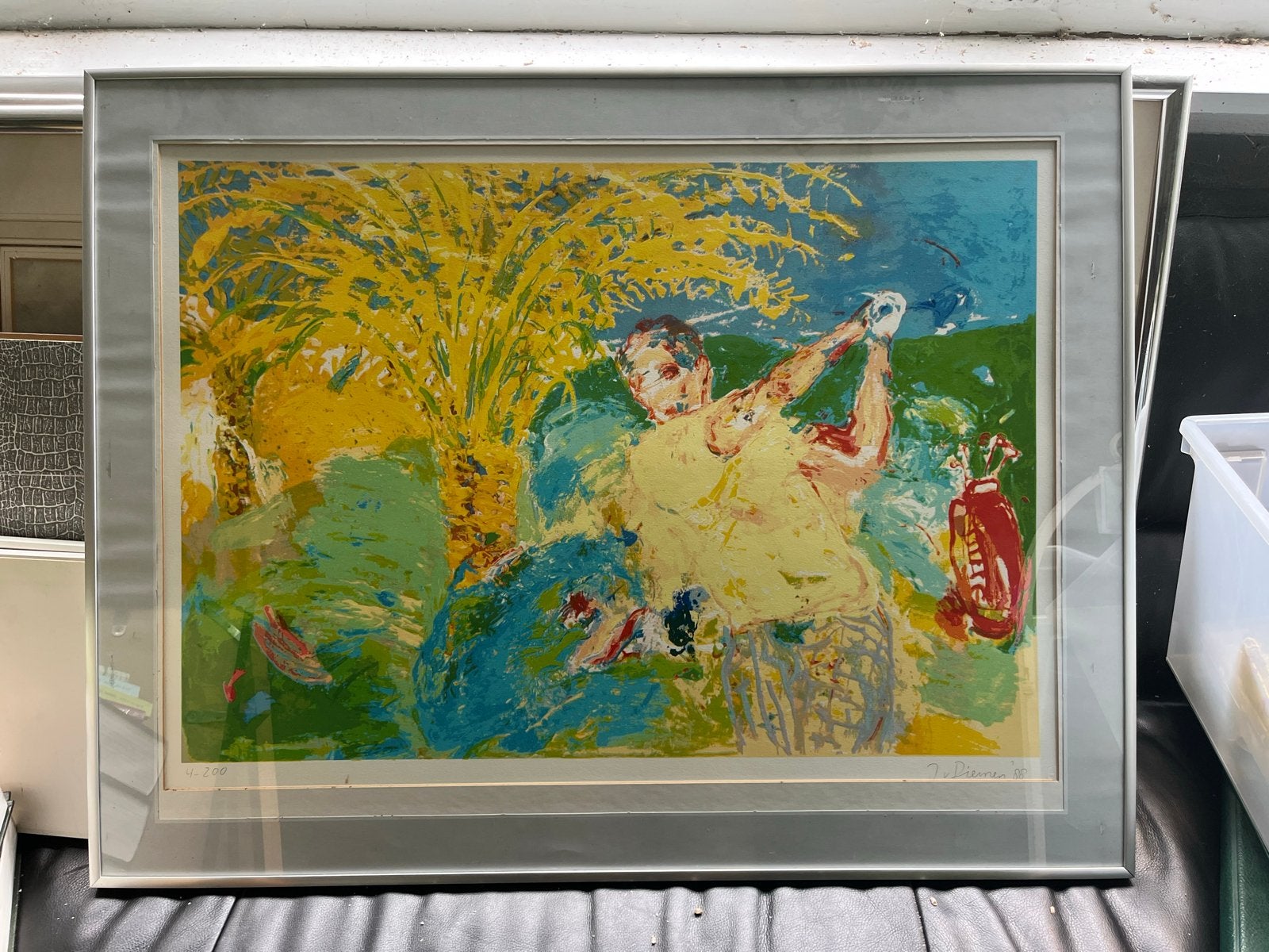 Kleurrijke Golfscène - Gesigneerde Print J. Diemen '88, Antiek en Kunst, Ophalen, Expressionistisch, Gesigneerd, Print