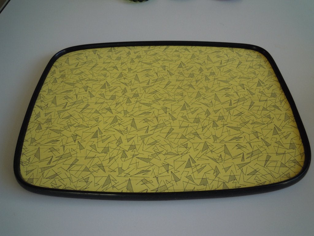 Vintage dienblad geel en blauw jaren 50 60, Ophalen of Verzenden, Overige typen