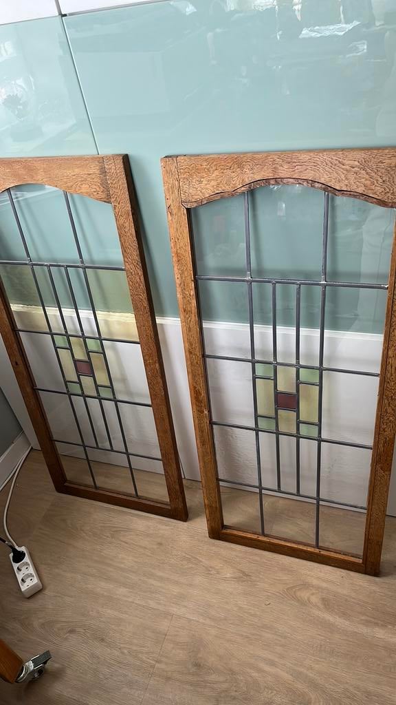 Glas in lood kast deuren, Ophalen, Zo goed als nieuw, Glas in lood, Minder dan 80 cm