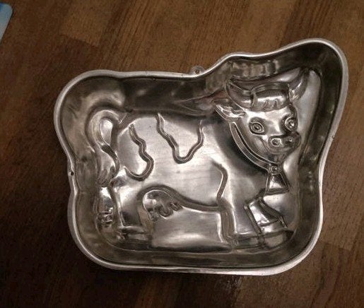 grote metalen bakvorm koe - unieke decoratie of bakplezier, Zilver, Ophalen of Verzenden, Metaal, Overige typen