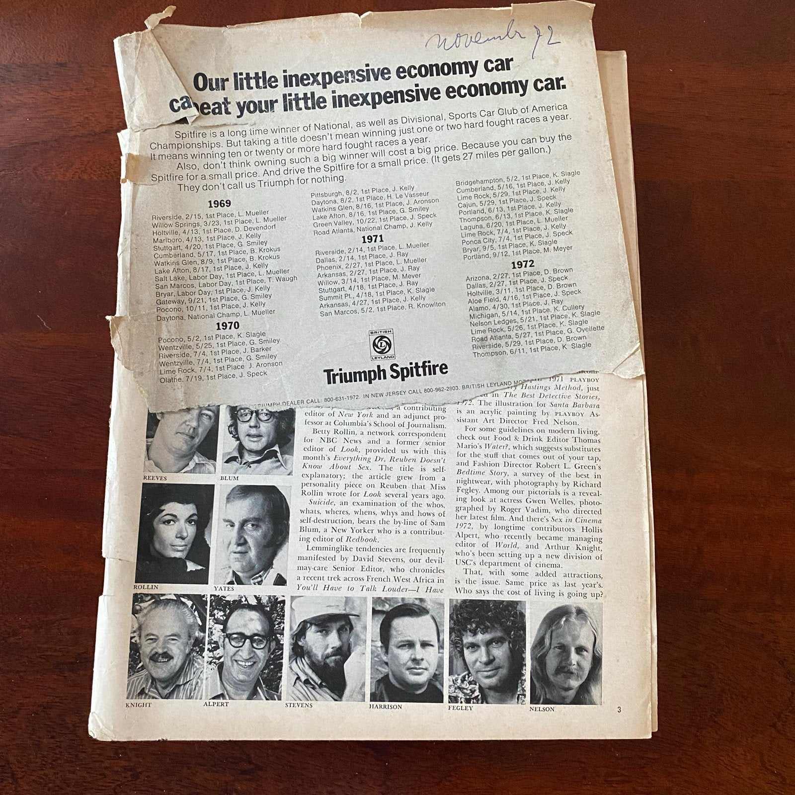 Playboy Magazine US - November 1972, Ophalen of Verzenden, Gelezen, Overige typen