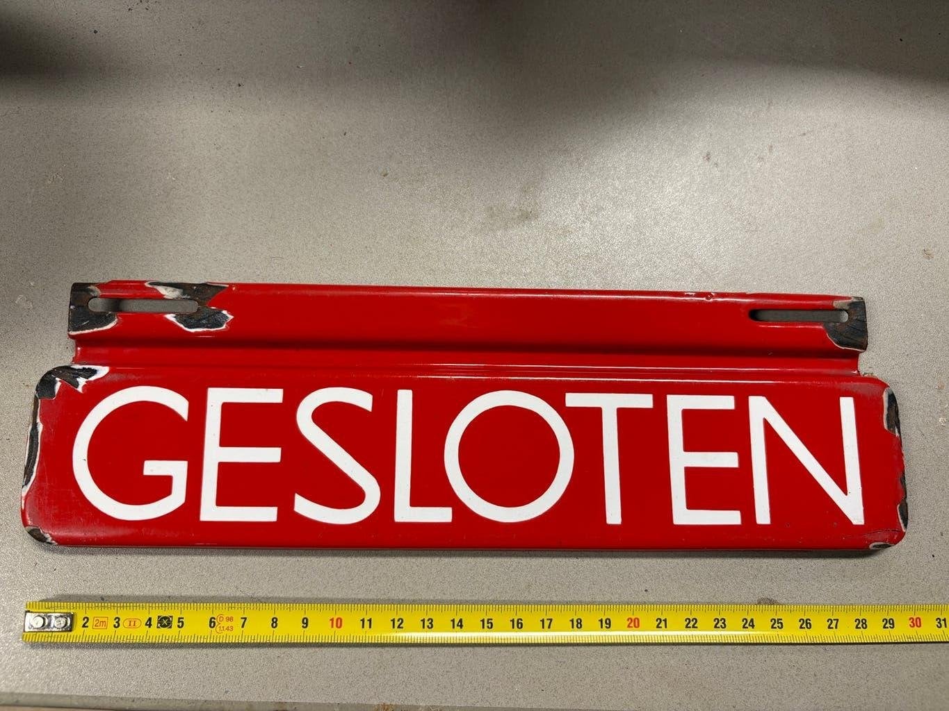 Emaille bord Gesloten, Ophalen of Verzenden