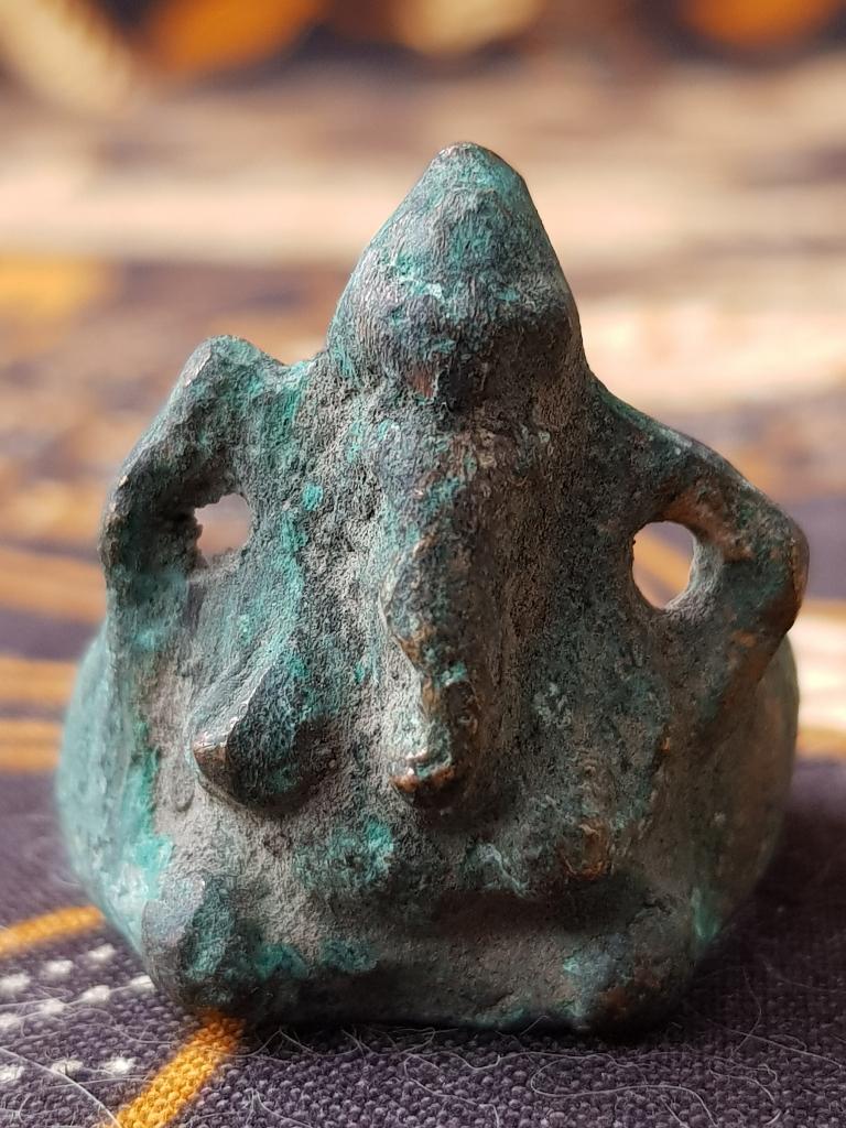 Mooie antieke Oosterse ring van brons met Ganesha 3,2 cm., Antiek en Kunst, Ophalen of Verzenden