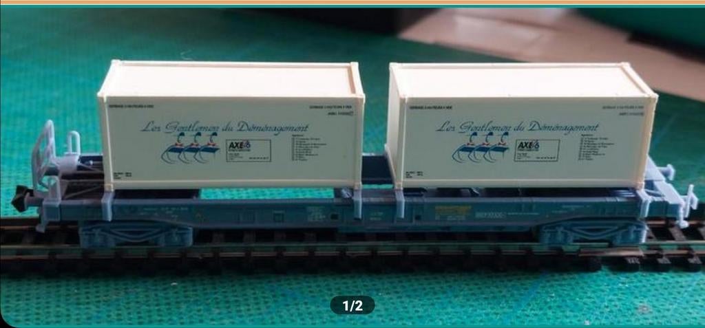 NLK 0302 TRIX CONTAINER WAGON 1/160, Hobby en Vrije tijd, Modeltreinen | N-Spoor, Gelijkstroom, Trix, Wagon, Ophalen of Verzenden