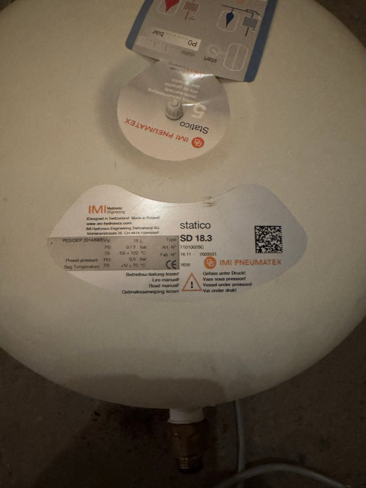 IMI Hydronic Stativo SD 18.3 Expansievat, Gebruikt, Minder dan 30 cm, Overige typen, Minder dan 60 cm