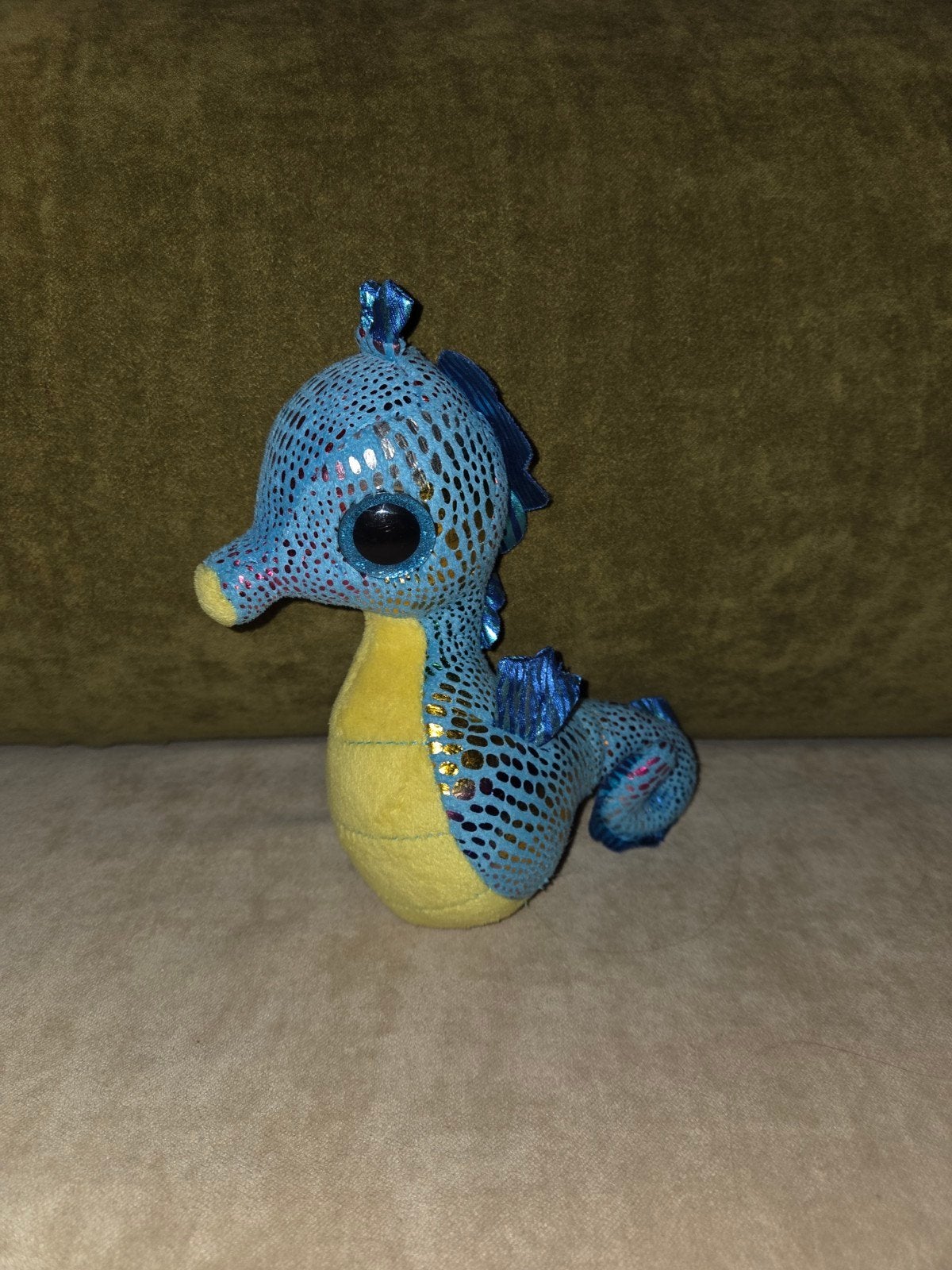 Ty Knuffel Draakje/Zeepaardje - 15 cm, Overige typen, Blauw, Ophalen of Verzenden, Zo goed als nieuw