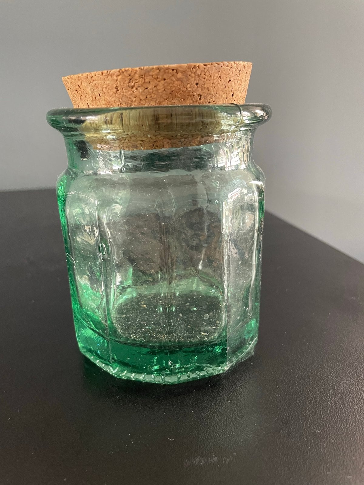Glazen potje met kurk - Groen glas, Ophalen