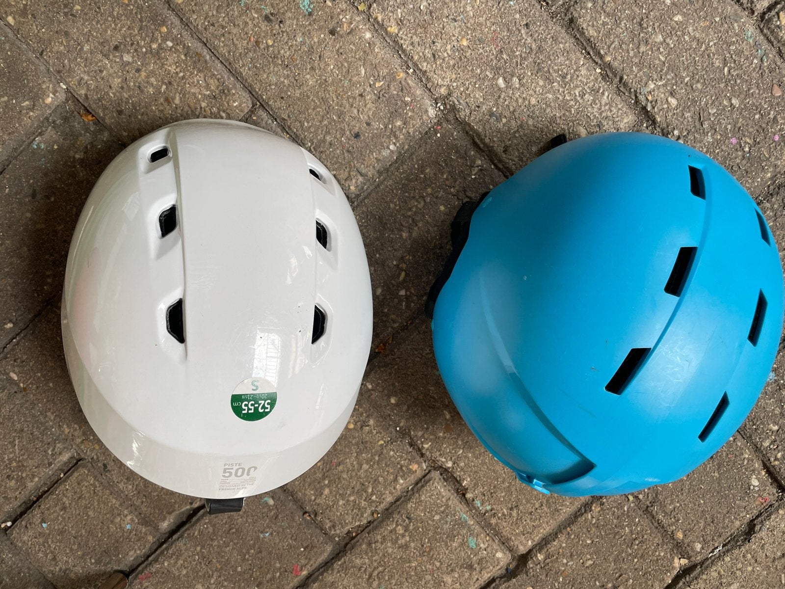 Skihelm Decathlon Kinderen - Wit en Blauw, Overige merken, Gebruikt, Overige typen, Ophalen of Verzenden