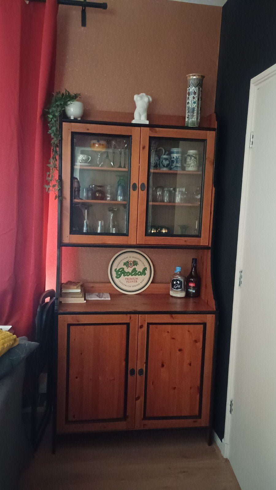 Ikea Leksvik buffetkast, Ophalen, Glas, 50 tot 100 cm, Klassiek, Rustiek