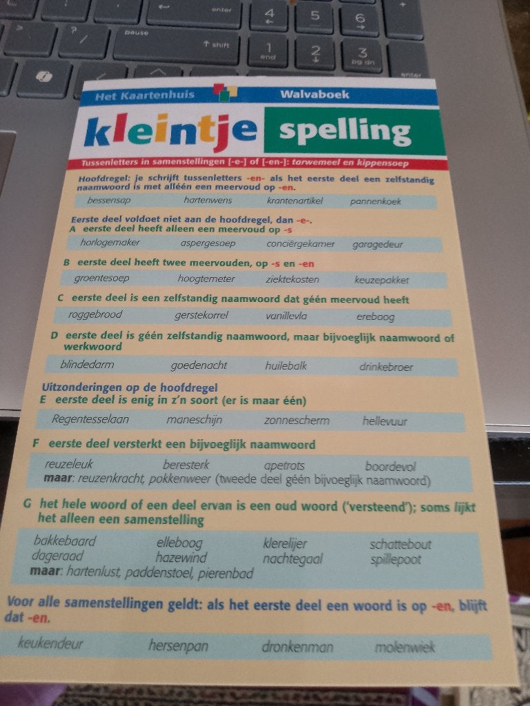 walvaboek kleintje spelling  kaartenhuis, Boeken, Ophalen of Verzenden, Nieuw, Overige niveaus, Nederlands