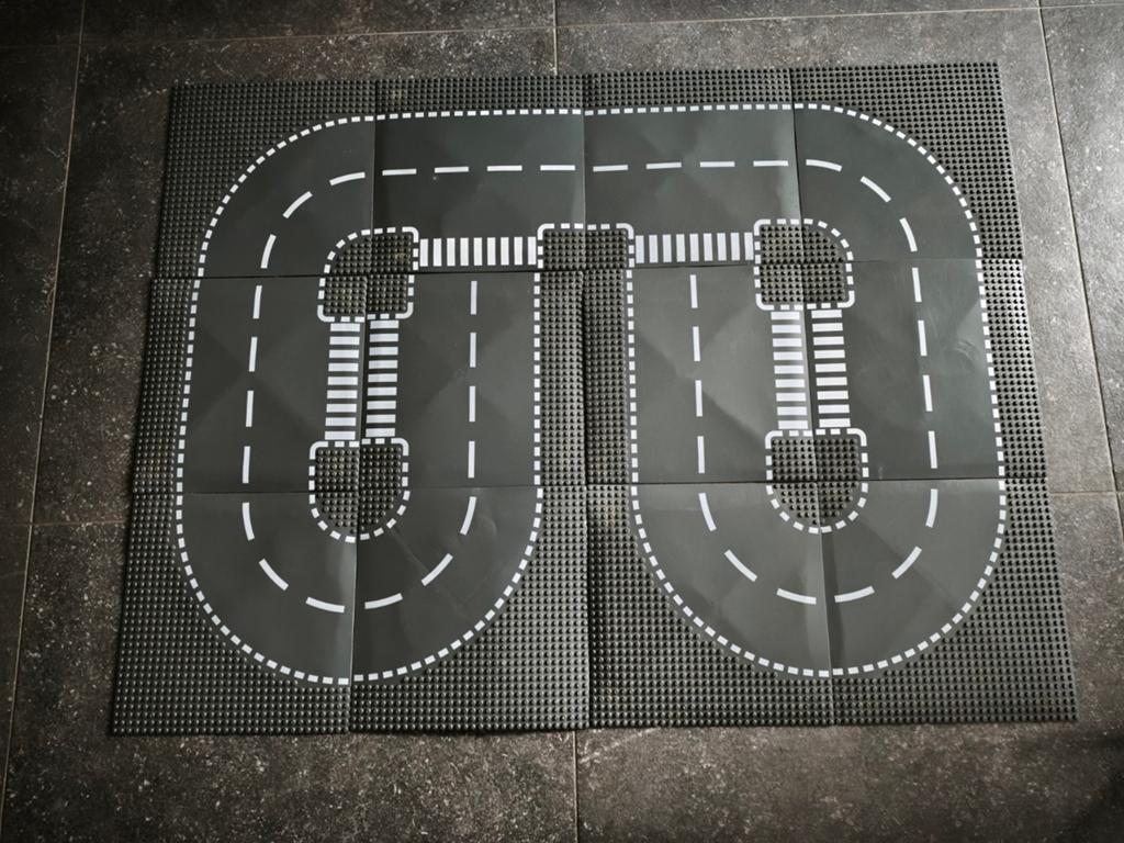 12 Lego City wegenplaten wegplaten donkergrijs zwart, Lego, Ophalen of Verzenden, Grondplaat, City