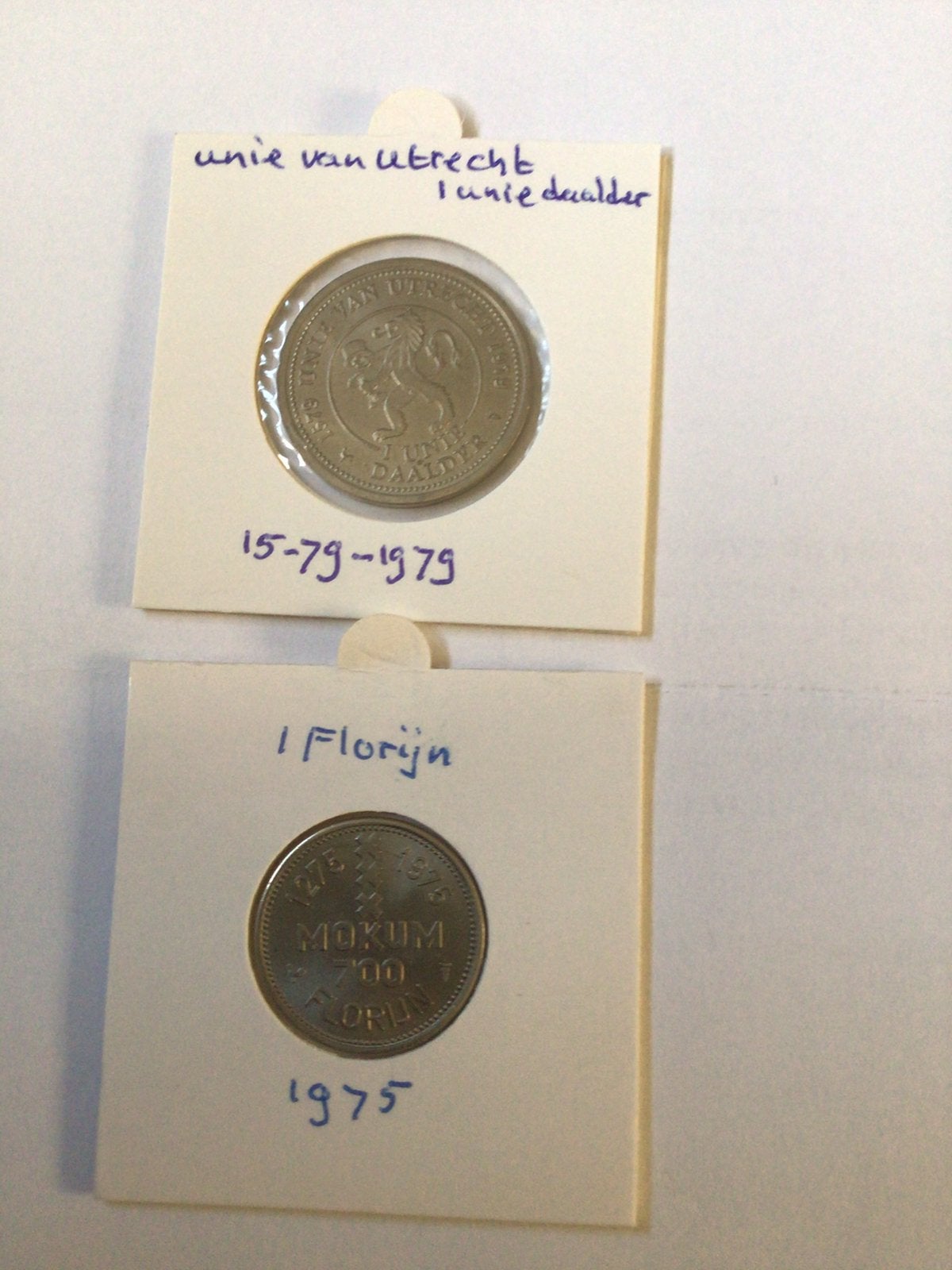 1 unie daalder en 1 florijn unc, Postzegels en Munten, Munten | Nederland, Ophalen of Verzenden, Koningin Juliana