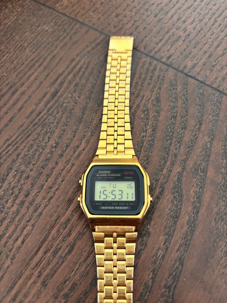 Casio Watch A158WEA - Gold, Casio, Gebruikt, Staal, Polshorloge