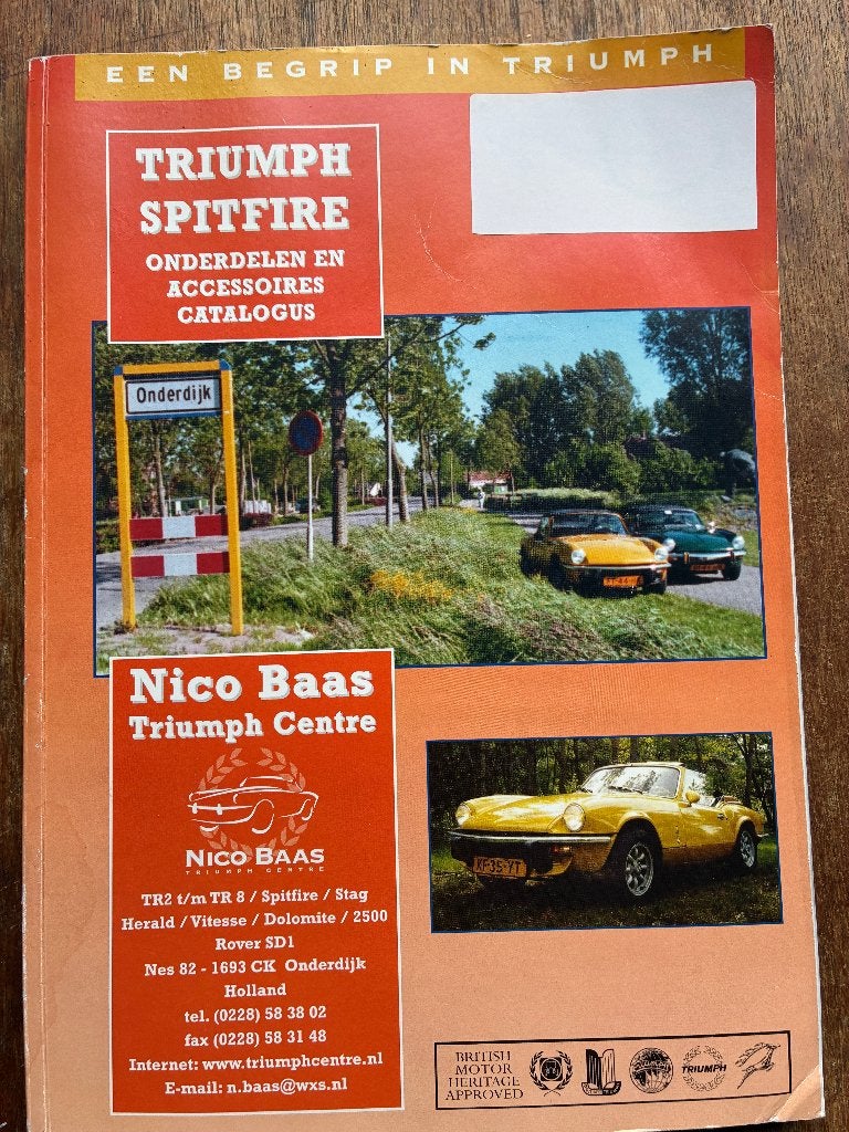 Onderdelen catalogus Triumph Spitfire ENGELS, Ophalen of Verzenden