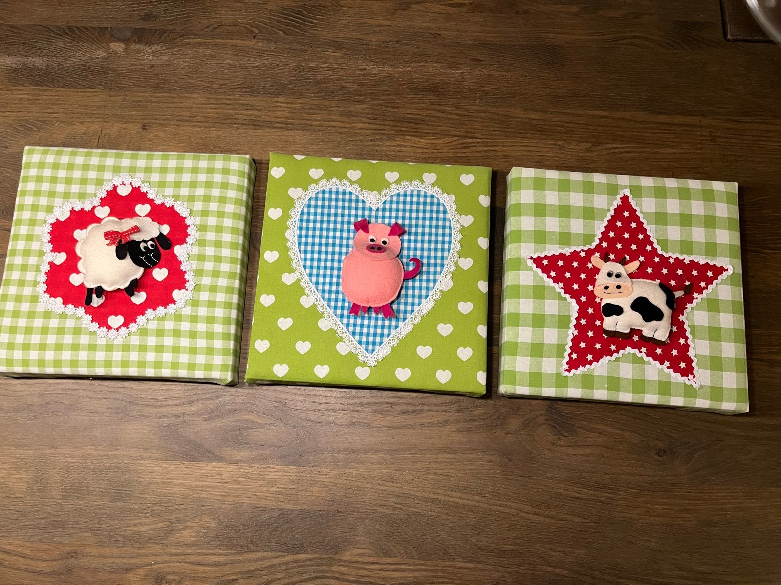 Drieluik schilderij kinderkamer - Boerderijdieren, Ophalen, Zo goed als nieuw, Schilderij