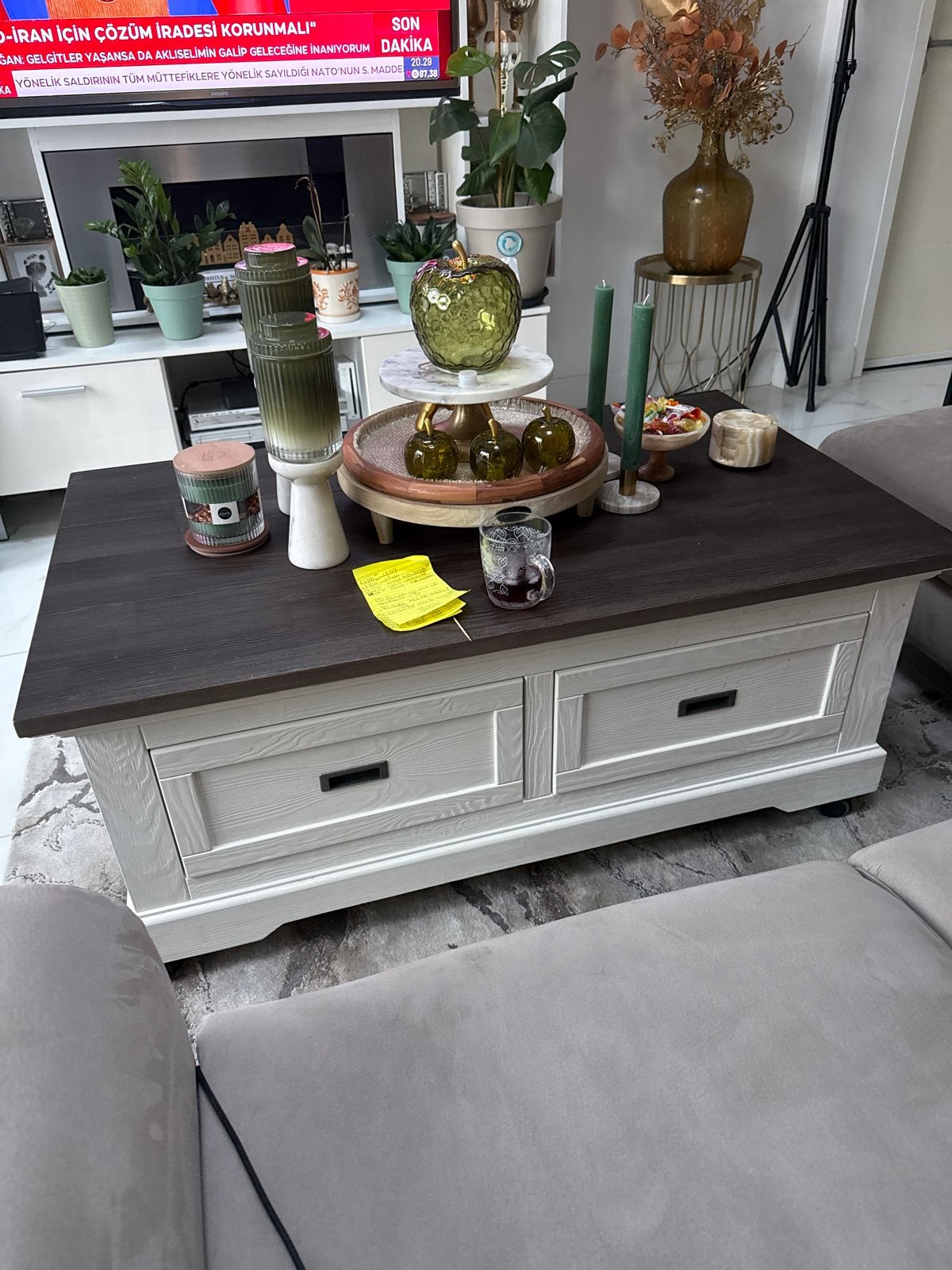 Salontafel met lades en  eetkamerset, Huis en Inrichting, Tafels | Salontafels, Ophalen, Gebruikt, 50 tot 100 cm, Rechthoekig