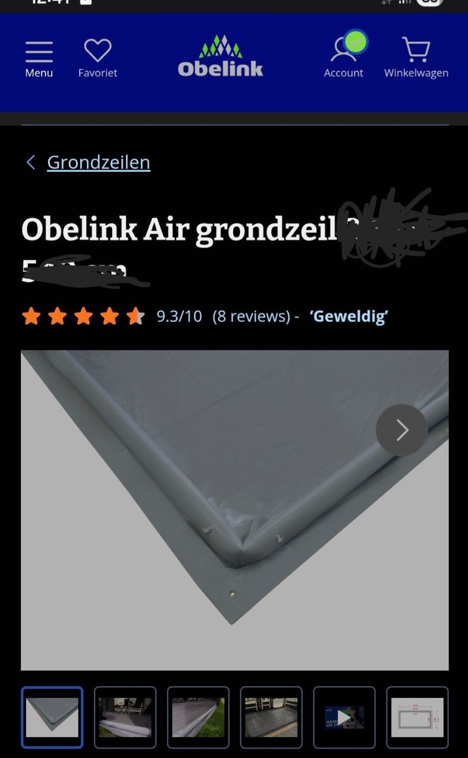 Obelink Air grondzeil 250 x 450 cm - Slechts 1 keer gebruikt, Ophalen of Verzenden, Zo goed als nieuw