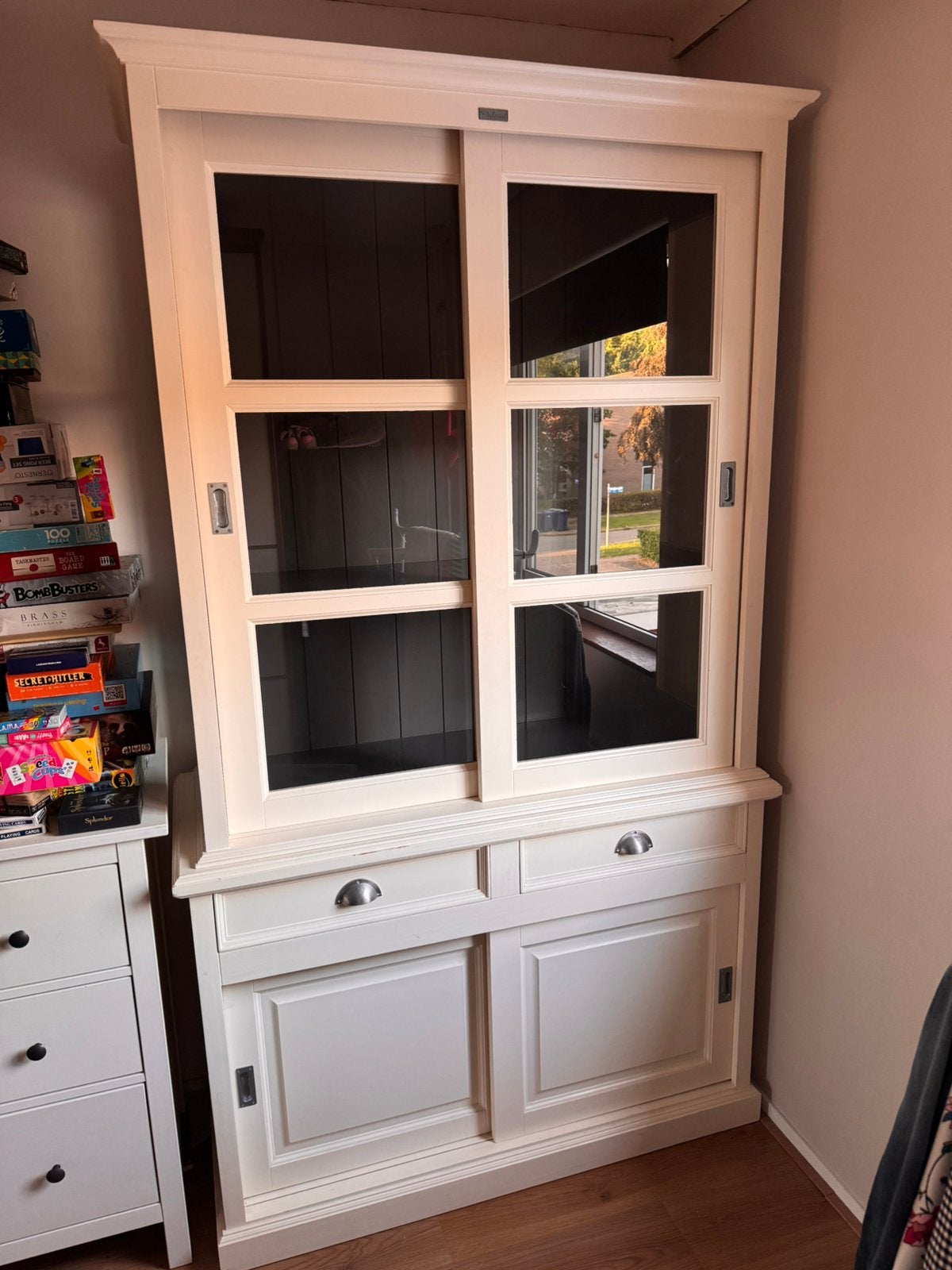 Richmond interiors buffetkast gebroken wit/grijs, Huis en Inrichting, Kasten | Buffetkasten, Ophalen, 100 tot 150 cm, 200 cm of meer