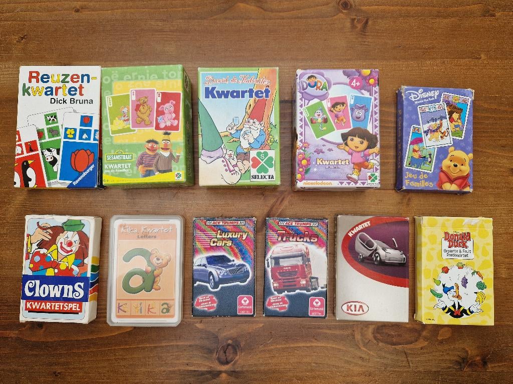 11 kinderkwartetten – leerzaam en leuk voor jonge spelers, Verzamelen, Speelkaarten, Jokers en Kwartetten, Ophalen of Verzenden