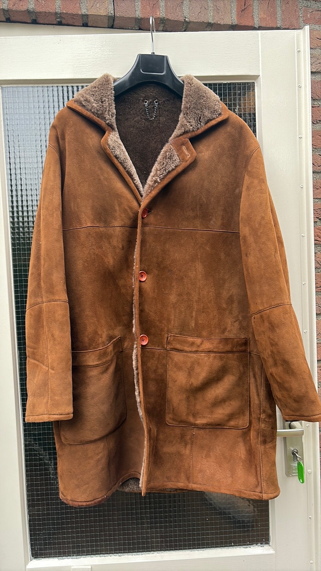 Lammy coat, bont gevoerd, Paul Hallinger 54, Kleding | Heren, Ophalen of Verzenden, Gedragen, Maat 52/54 (L), Bruin