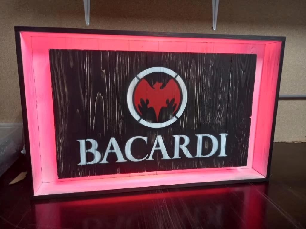 Houten licht bakken - Led verlichting - Bacardi - Mancave, Overige kleuren, Cave & Garden, Verzenden, Nieuw
