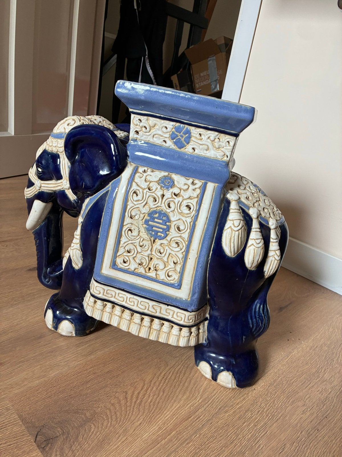 Decoratieve keramische olifant bijzettafel/kruk, Ophalen