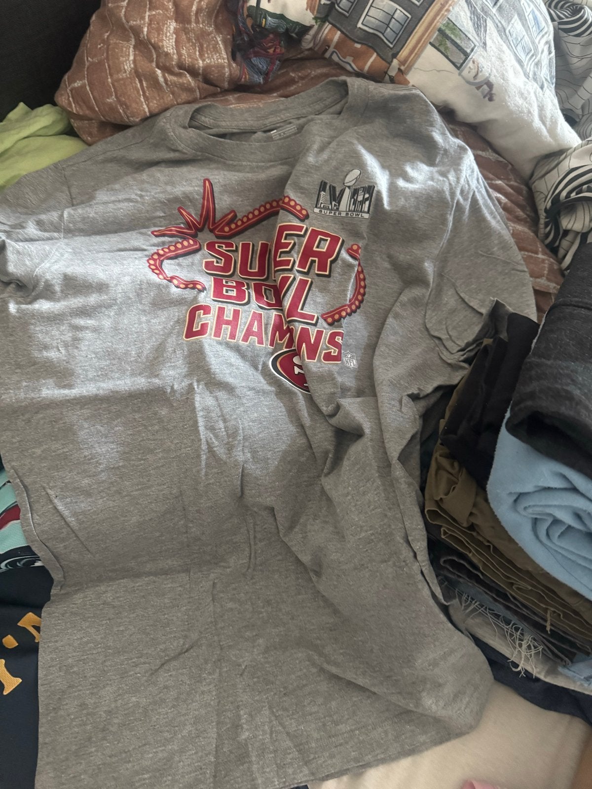 Nieuw grijs shirt XL - Super Bowl Champs, Ophalen of Verzenden, Nieuw, Maat 56/58 (XL), Grijs