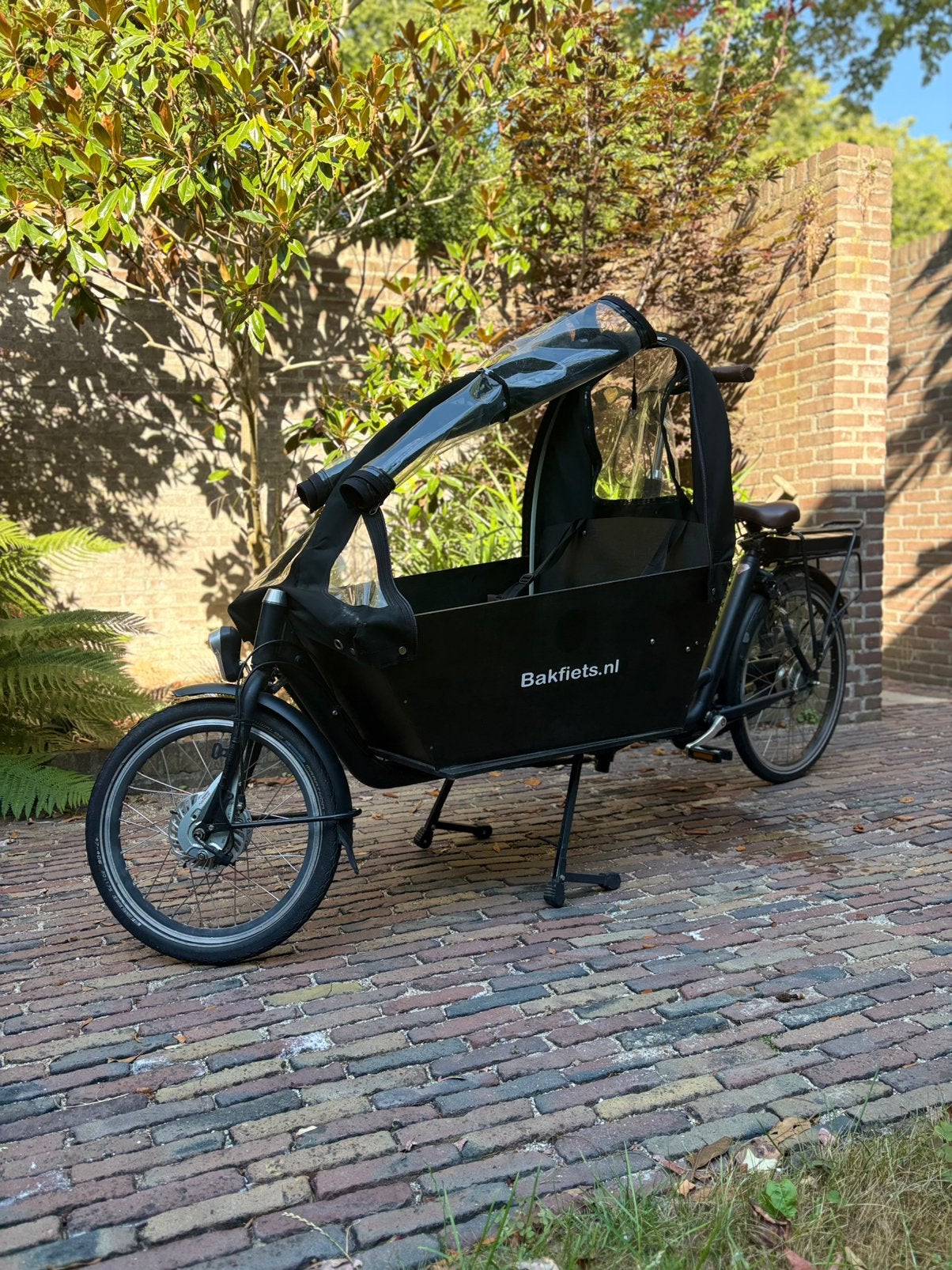 Elektrische bakfiets van bakfiets .nl zwart, compleet, Gebruikt, 3 kinderen, Elektrisch, Schijfrem